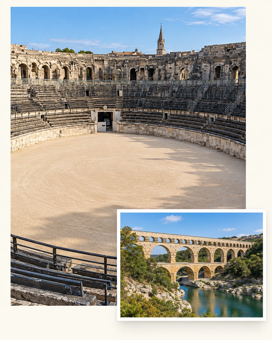 Montage des Arènes de Nîmes et du Pont du Gard